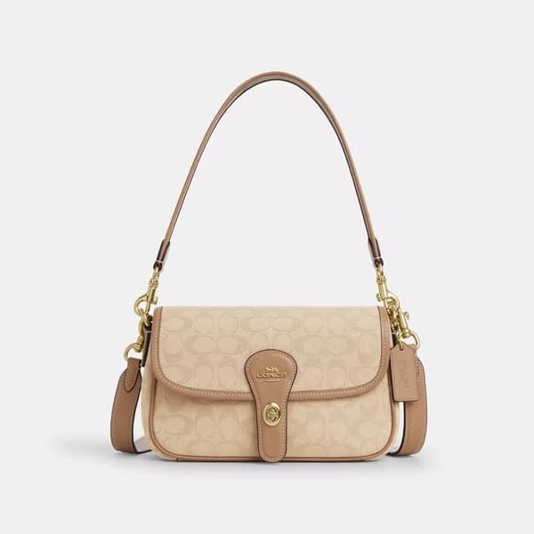 Coach Soft Tabby Shoulder Bag — Signature Khaki — view 1
