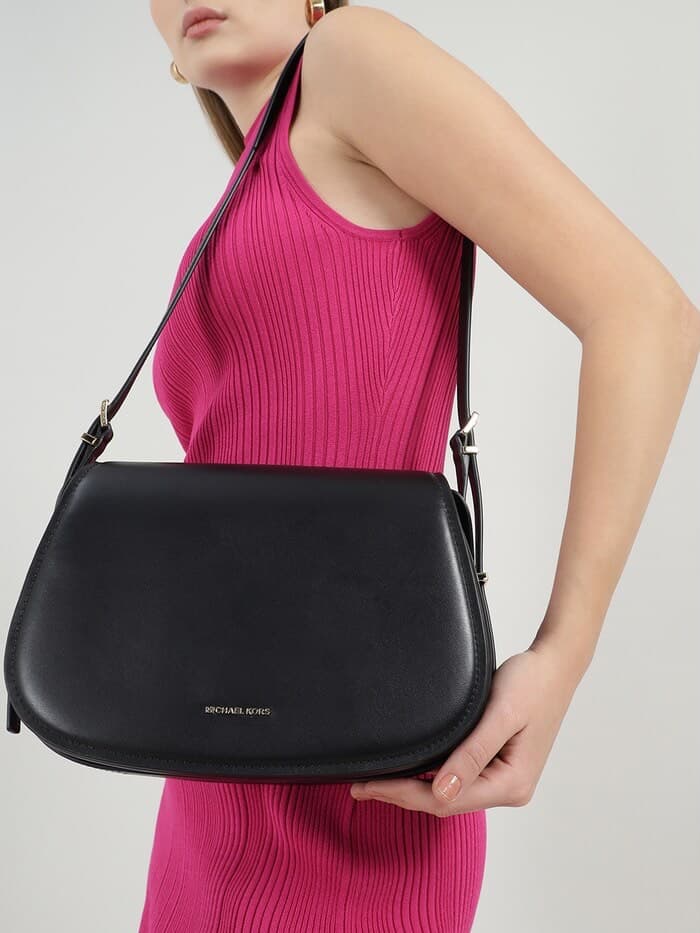 Michael Kors Half-Moon Shoulder Bag — Black — view 1