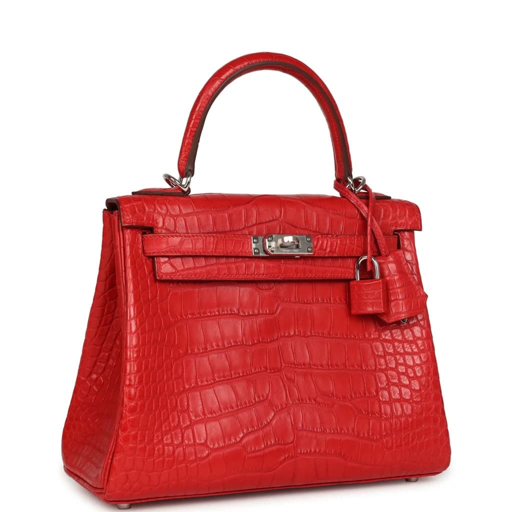 Hermès Kelly 28 Crocodile — Red