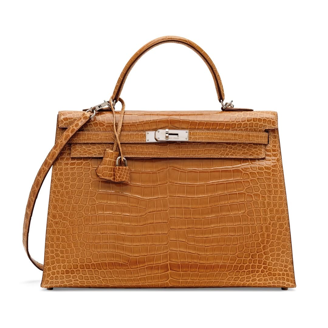 Hermès Kelly 28 Crocodile — Camel — view 1