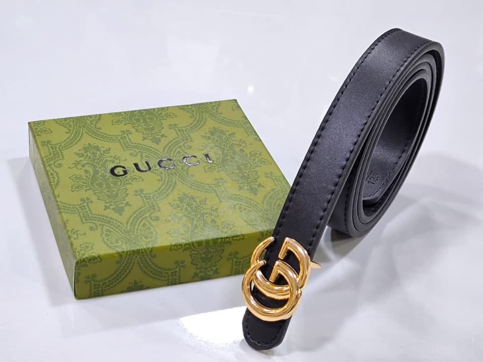 Gucci GG Marmont Belt — Black with Gold Buckle — view 1