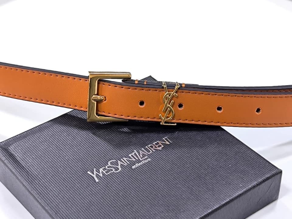 Saint Laurent Monogram Belt — Tan — view 1
