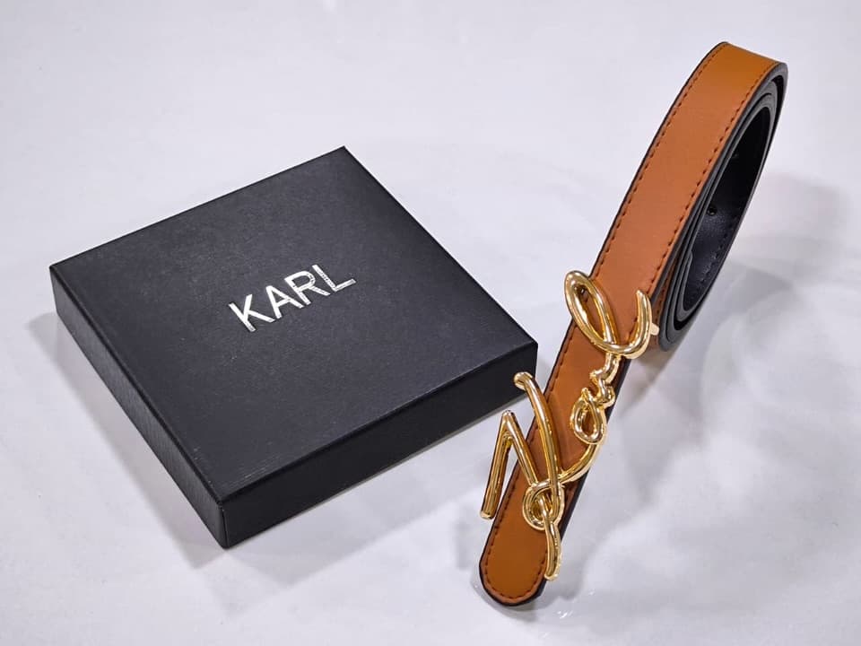Karl Lagerfeld Signature Belt — Tan — view 1