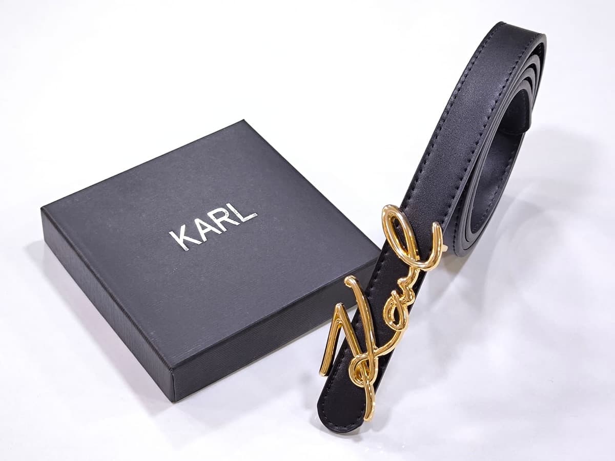 Karl Lagerfeld Signature Belt — Black