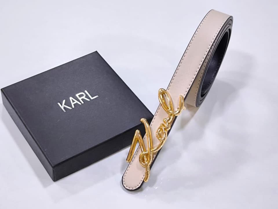 Karl Lagerfeld Signature Belt — Beige