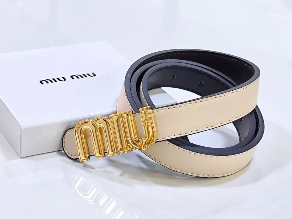 Miu Miu Logo Belt — Ivory