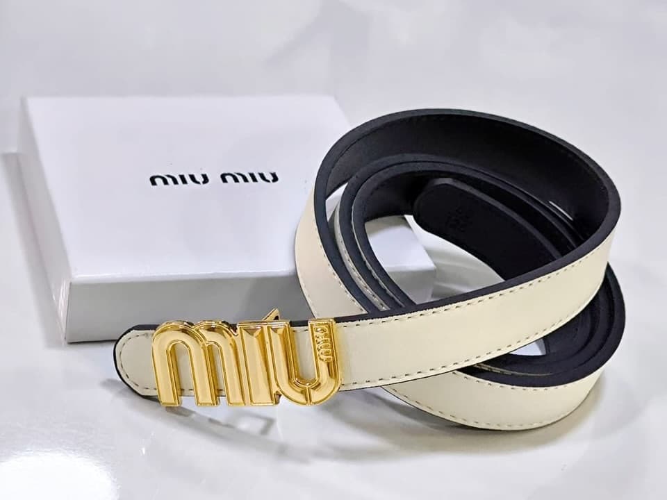 Miu Miu Logo Belt — Ivory — view 2