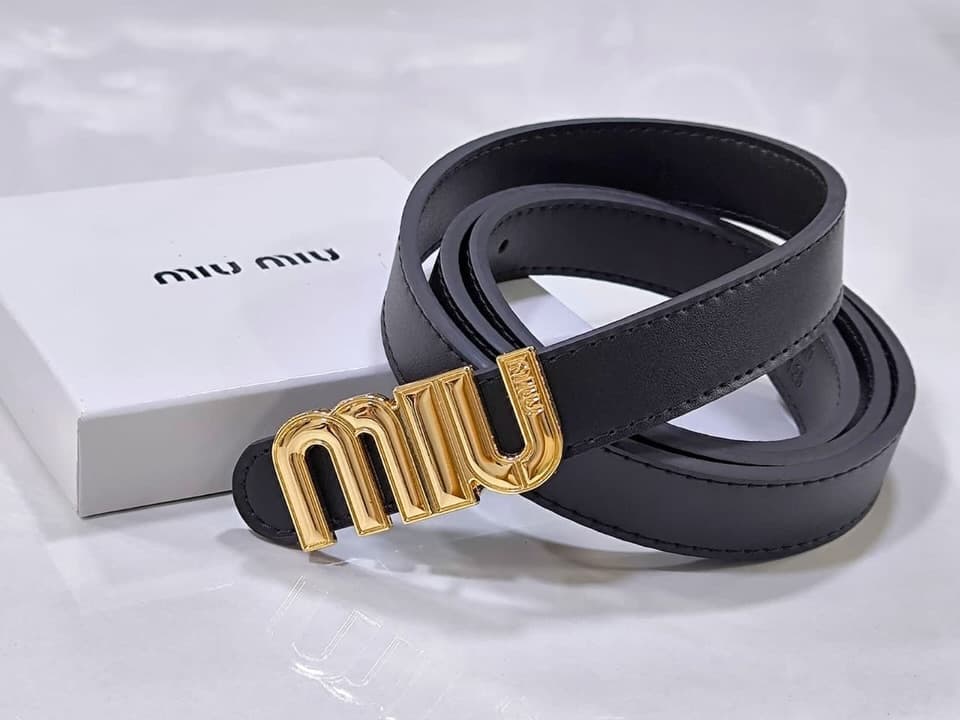 Miu Miu Logo Belt — Black