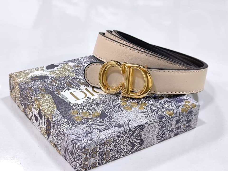 Dior CD Buckle Belt — Beige