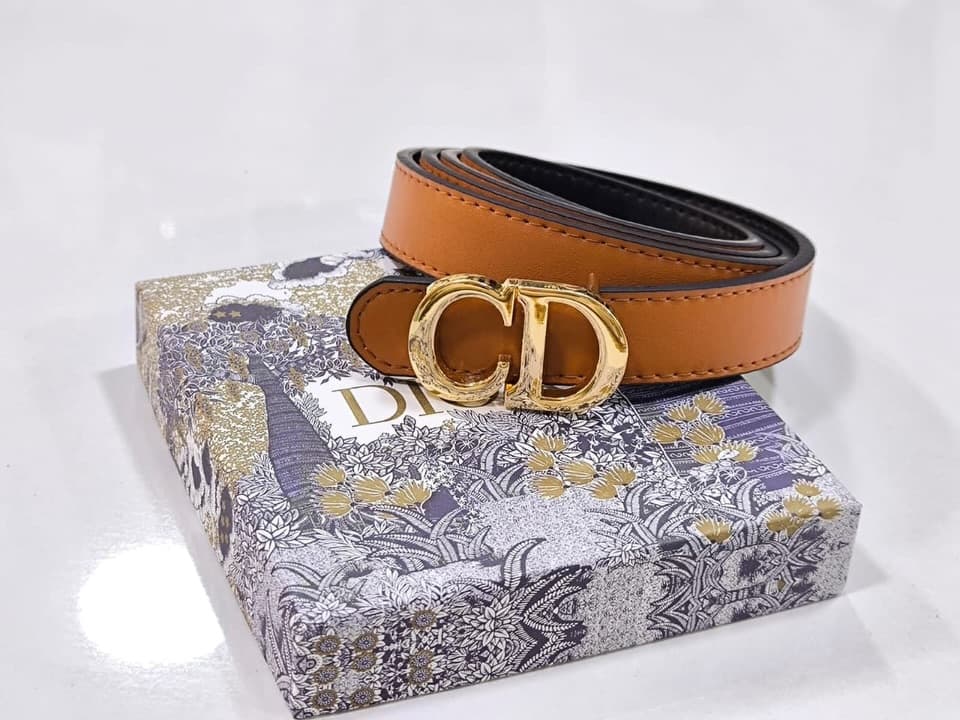 Dior CD Buckle Belt — Tan